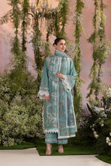 SOBIA NAZIR-3PC LAWN CHIKAN EMBROIDERED SHIRT WITH CHIFFON EMBROIDERED PRINTED DUPATTA AND EMB TROUSER -NC-2608