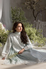 SOBIA NAZIR-3PC LAWN LASERCUTWORK EMBROIDERED SHIRT WITH CHIFFON PRINT EMBROIDERED DUPATTA AND TROUSER-NC-2674