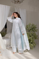 SOBIA NAZIR-3PC LAWN LASERCUTWORK EMBROIDERED SHIRT WITH CHIFFON PRINT EMBROIDERED DUPATTA AND TROUSER-NC-2674
