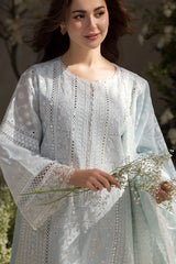 SOBIA NAZIR-3PC LAWN LASERCUTWORK EMBROIDERED SHIRT WITH CHIFFON PRINT EMBROIDERED DUPATTA AND TROUSER-NC-2674