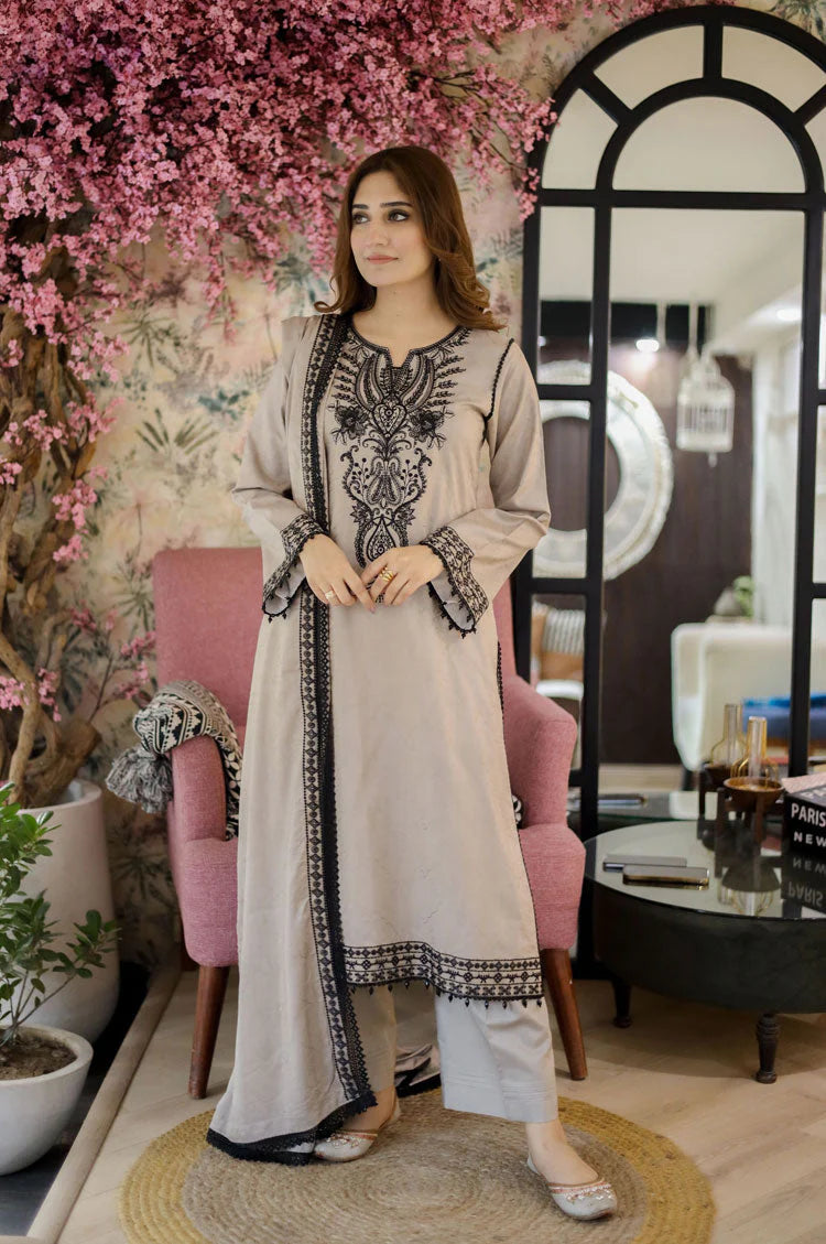 LIBAAS-3PC LAWN EMBROIDERED SHIRT WITH LAWN EMBROIDERED DUPATTA AND TROUSER-NC-2661