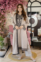 LIBAAS-3PC LAWN EMBROIDERED SHIRT WITH LAWN EMBROIDERED DUPATTA AND TROUSER-NC-2661