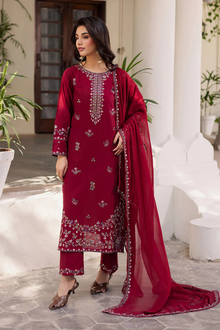 BATIK-3PC LAWN EMBROIDERED SHIRT WITH CHIFFON EMBROIDERED DUPATTA AND EMB TROUSER-NC-2632