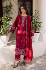 BATIK-3PC LAWN EMBROIDERED SHIRT WITH CHIFFON EMBROIDERED DUPATTA AND EMB TROUSER-NC-2632