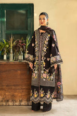 HUSSAIN REHAR-3PC LAWN EMBROIDERED SHIRT WITH CHIFFON PRINTED DUPATTA AND TROUSER-NC-2602