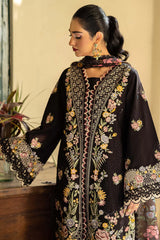 HUSSAIN REHAR-3PC LAWN EMBROIDERED SHIRT WITH CHIFFON PRINTED DUPATTA AND TROUSER-NC-2602