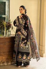 HUSSAIN REHAR-3PC LAWN EMBROIDERED SHIRT WITH CHIFFON PRINTED DUPATTA AND TROUSER-NC-2602