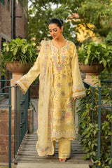 MAHNUR-3PC LAWN EMBROIDERED SHIRT WITH KHAADI NET EMBROIDERED DUPATTA AND TROUSER -NC-2657