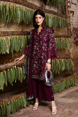 SAPPHIRE-3PC LAWN LASER WORK EMBROIDERED SHIRT WITH KHADDI NET EMBROIDERED DUPATTA AND TROUSER-NC-2666