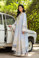 ETHNC-3PC LAWN EMBROIDERED SHIRT WITH ORGANZA EMBROIDERED DUPATTA AND TROUSER -NC-2610