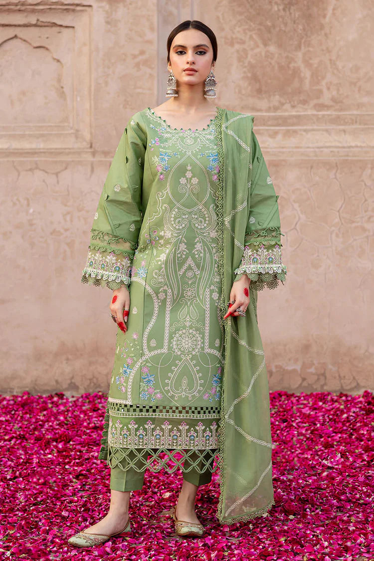 MAHNUR - 3PC LAWN EMBROIDERED SHIRT WITH CHIFFON EMBROIDERED DUPATTA AND TROUSER-NC-2638