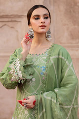 MAHNUR - 3PC LAWN EMBROIDERED SHIRT WITH CHIFFON EMBROIDERED DUPATTA AND TROUSER-NC-2638