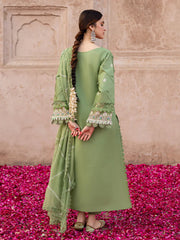 MAHNUR - 3PC LAWN EMBROIDERED SHIRT WITH CHIFFON EMBROIDERED DUPATTA AND TROUSER-NC-2638