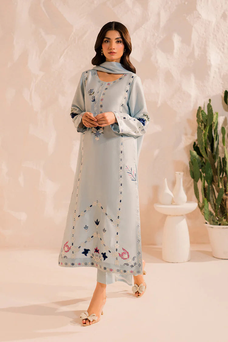 MIRANA-3PC LAWN EMBROIDERED SHIRT WITH BAMBER CHIFFON DUPATTA AND TROUSER-NC-2649