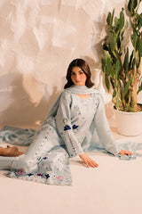 MIRANA-3PC LAWN EMBROIDERED SHIRT WITH BAMBER CHIFFON DUPATTA AND TROUSER-NC-2654