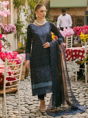 MAHNUR-3PC LAWN EMBROIDERED SHIRT WITH KHADDI NET EMB DUPATTA AND TROUSER-NC-4738