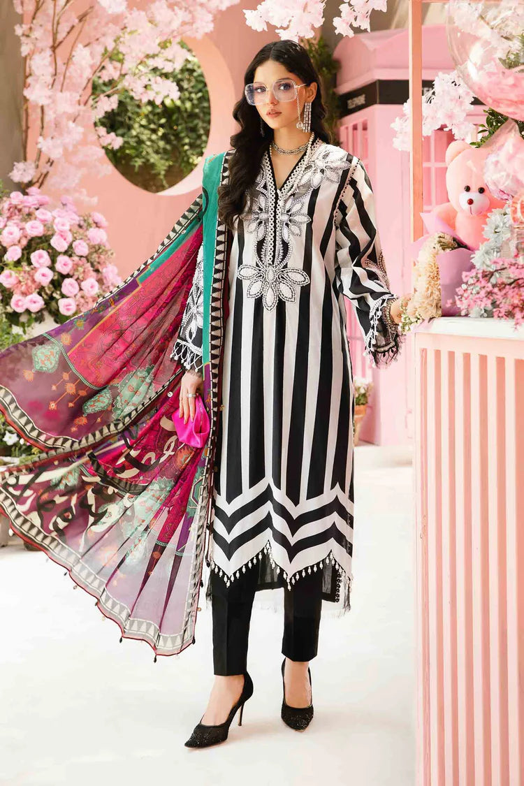 MARIA.B-3PC LAWN EMBROIDERED PRINTED SHIRT WITH CHIFFON PRINT DUPATTA AND PRINT TROUSER-NC-2625