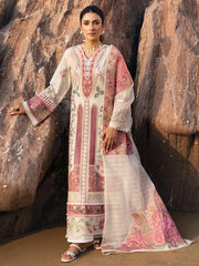 MAHNUR-3PC LAWN CHIKAN HEAVY EMBROIDERED SHIRT WITH KHADDI NET EMBROIDERED DUPATTA AND TROUSER-NC-4734