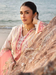 MAHNUR-3PC LAWN CHIKAN HEAVY EMBROIDERED SHIRT WITH KHADDI NET EMBROIDERED DUPATTA AND TROUSER-NC-4734