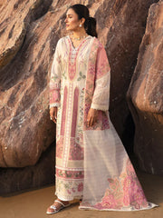 MAHNUR-3PC LAWN CHIKAN HEAVY EMBROIDERED SHIRT WITH KHADDI NET EMBROIDERED DUPATTA AND TROUSER-NC-4734