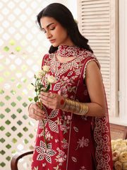 MAHNUR-3PC LAWN EMBROIDERED SHIRT WITH KHADDI NET EMBROIDERED DUPATTA AND TROUSER-NC-2637
