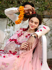MAHNUR-3PC LAWN EMBROIDERED SHIRT WITH KHADDI NET EMBROIDERED DUAPTTA AND TROUSER-NC-2643