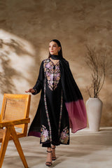 MIRANA-3PC LAWN EMBROIDERED SHIRT WITH CHIFFON TYE&DYED DUPATTA AND TROUSER-NC-2640