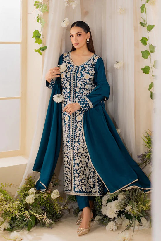 MIRANA-3PC LAWN EMBROIDERED SHIRT WITH BAMBER CHIFFON DUPATTA AND TROUSER-NC-2628