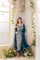 MIRANA-3PC LAWN EMBROIDERED SHIRT WITH BAMBER CHIFFON DUPATTA AND TROUSER-NC-2628