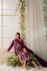 MIRANA-3PC LAWN EMBROIDERED SHIRT WITH BAMBER CHIFFON DUPATTA AND TROUSER-NC-2620