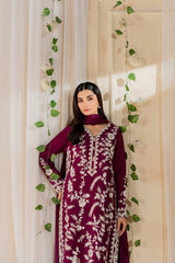 MIRANA-3PC LAWN EMBROIDERED SHIRT WITH BAMBER CHIFFON DUPATTA AND TROUSER-NC-2620