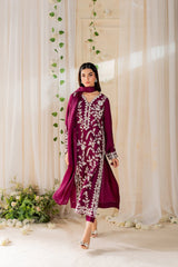 MIRANA-3PC LAWN EMBROIDERED SHIRT WITH BAMBER CHIFFON DUPATTA AND TROUSER-NC-2620
