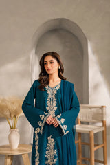 VINTAGE-3PC LAWN EMBROIDERED SHIRT WITH BAMBER CHIFFON DUPATTA AND TROUSER-NC-2667