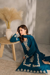 VINTAGE-3PC LAWN EMBROIDERED SHIRT WITH BAMBER CHIFFON DUPATTA AND TROUSER-NC-2667