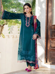 IZEL-3PC LAWN EMBROIDERED SHIRT WITH CHIFFON PRINT DUPATTA AND EMB TROUSER-NC-2641