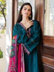 IZEL-3PC LAWN EMBROIDERED SHIRT WITH CHIFFON PRINT DUPATTA AND EMB TROUSER-NC-2641