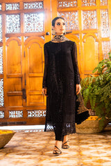 QALAMQAR-3PC LAWN CHIKAANKARI EMBROIDERED SHIRT WITH KHAADI NET EMBROIDERED DUPATTA AND TROUSER-NC-2659