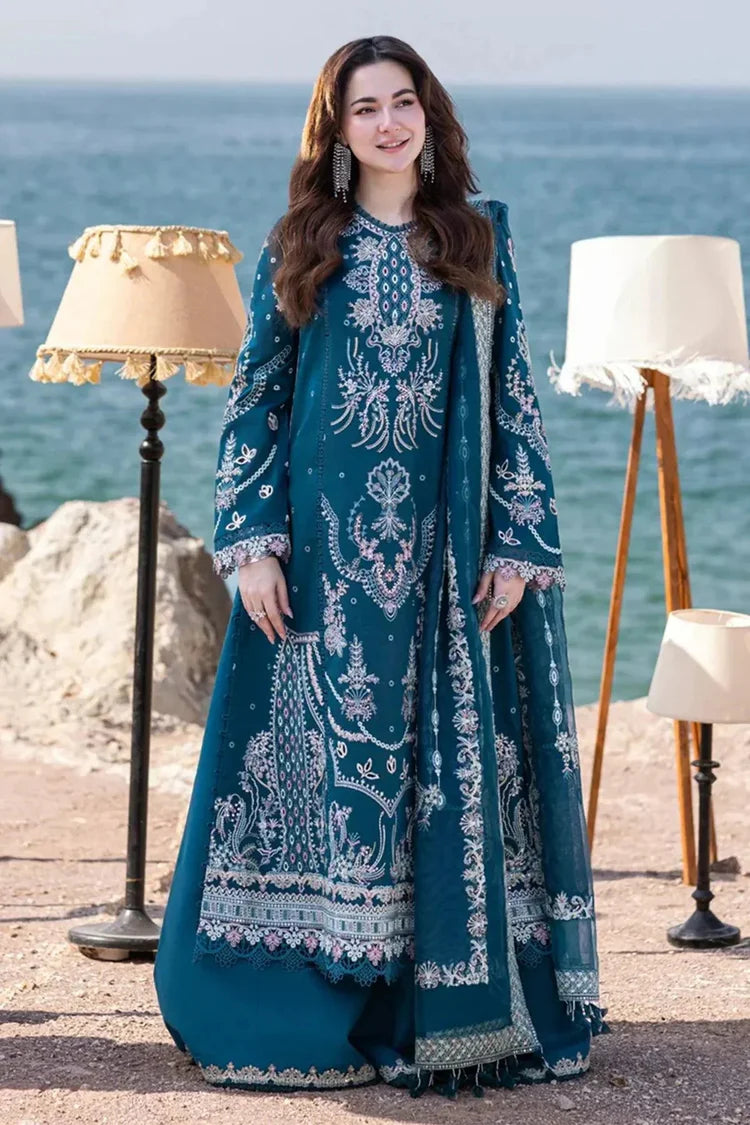 QALAMQAR-3PC LAWN HEAVY EMBROIDERED SHIRT WITH CHIFFON EMB DUPATTA AND EMB TROUSER-NC-2618