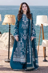 QALAMQAR-3PC LAWN HEAVY EMBROIDERED SHIRT WITH CHIFFON EMB DUPATTA AND EMB TROUSER-NC-2618