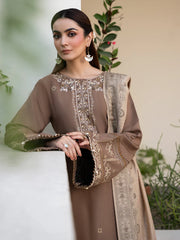 IZEL-3PC LAWN EMBROIDERED SHIRT WITH CHIFFON PRINTED DUPATTA & TROUSER-NC-4680