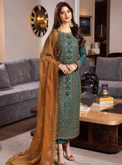 ASIM JOFA-3PC LAWN HEAVY EMBROIDERED SHIRT WITH CHIFFON EMBROIDERED DUPATTA AND TROUSER-NC-2647
