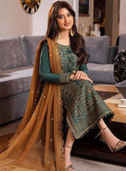ASIM JOFA-3PC LAWN HEAVY EMBROIDERED SHIRT WITH CHIFFON EMBROIDERED DUPATTA AND TROUSER-NC-2647