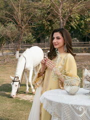IZEL-3PC LAWN EMBROIDERED SHIRT WITH KHAADI NET EMBROIDERED DUPATTA AND TROUSER-NC-2632