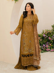 MAHNUR-3PC LAWN LASEWORK EMB SHIRT WITH CHIFFON PRINTED DUPATTA AND TROUSER -NC-2606