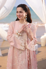 QALAMQAR-3PC LAWN EMBROIDERED SHIRT WITH KHAADI NET EMBROIDERED DUPATTA AND TROUSER -NC-2698