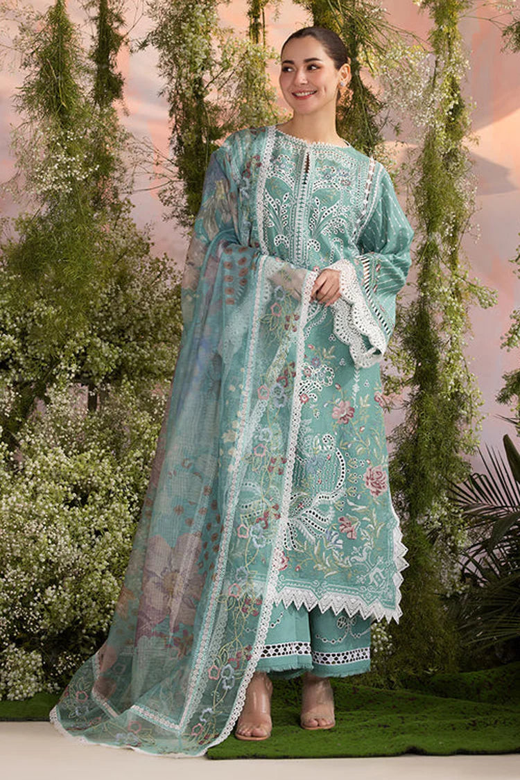 SOBIA NAZIR-3PC LAWN CHIKAN EMBROIDERED SHIRT WITH CHIFFON EMBROIDERED PRINTED DUPATTA AND EMB TROUSER -NC-2608