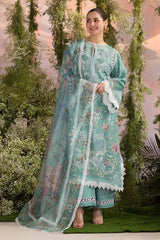 SOBIA NAZIR-3PC LAWN CHIKAN EMBROIDERED SHIRT WITH CHIFFON EMBROIDERED PRINTED DUPATTA AND EMB TROUSER -NC-2608