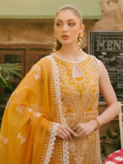MAHNUR-3PC LAWN CHIKAANKARI EMBROIDERED SHIRT WITH KHADDI NET EMB DUPATTA AND TROUSER -NC-2604