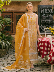 MAHNUR-3PC LAWN CHIKAANKARI EMBROIDERED SHIRT WITH KHADDI NET EMB DUPATTA AND TROUSER -NC-2604