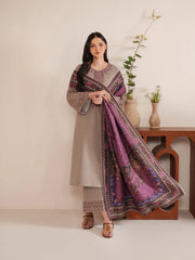 GARNET-3PC LAWN EMBROIDERED SHIRT WITH CHIFFON PRINTED DUPATTA AND EMB TROUSER-NC-2617